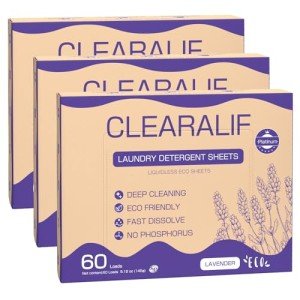 CROS 180 Loads Laundry Detergent Sheets Fresh Lavender Scent, for Travel, Home, Apartment,Dorm, Laundry Detergent Strips Eco Friendly, Hypoallergenic, Liquidless Washing Supplies