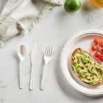 Elegant Disposables 100% Compostable PLA Combo Cutlery Set Disposable Plastic Forks Spoons Knives 400 Pcs Biodegradable Utensils