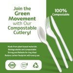 Elegant Disposables 100% Compostable PLA Combo Cutlery Set Disposable Plastic Forks Spoons Knives 400 Pcs Biodegradable Utensils
