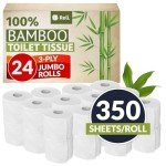 Reli. Bamboo Toilet Paper (24 Jumbo Rolls) | 3 Ply Toilet Paper (350 Sheets/Roll) Bathroom Tissue | Organic Bath Tissue | Bamboo Chemical Free Toilet Tissue Rolls (8400 Sheets Total)