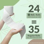 Reli. Bamboo Toilet Paper (24 Jumbo Rolls) | 3 Ply Toilet Paper (350 Sheets/Roll) Bathroom Tissue | Organic Bath Tissue | Bamboo Chemical Free Toilet Tissue Rolls (8400 Sheets Total)