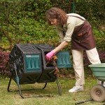 EAST OAK Dual Chamber Outdoor Compost Tumbler, 2 × 18.5 Gallon Compost Bin, Rotating Composter with Aeration and Locking System for Garden, Kitchen, Yard