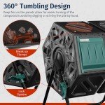 EAST OAK Dual Chamber Outdoor Compost Tumbler, 2 × 18.5 Gallon Compost Bin, Rotating Composter with Aeration and Locking System for Garden, Kitchen, Yard
