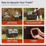 EAST OAK Dual Chamber Outdoor Compost Tumbler, 2 × 18.5 Gallon Compost Bin, Rotating Composter with Aeration and Locking System for Garden, Kitchen, Yard