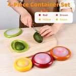 TESACOT Avocado Saver and Tomato Holder - 4 Pack of Reusable Storage Containers for Fridge - Ideal for Lemons, Onions, Garlic and Potatoes, Food Saver Set