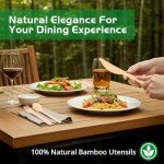 ÖKABODE Bamboo Utensils, 100 Pack - 50 Forks, 25 Knives, 25 Spoons 100% Bamboo Silverware Set, Disposable & Compostable Utensils, Eco-Friendly & Biodegradable Cutlery Alternative to Wooden Silverware