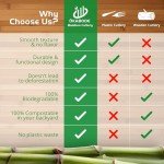 ÖKABODE Bamboo Utensils, 100 Pack - 50 Forks, 25 Knives, 25 Spoons 100% Bamboo Silverware Set, Disposable & Compostable Utensils, Eco-Friendly & Biodegradable Cutlery Alternative to Wooden Silverware