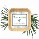PALM NAKI Palm Leaf Plates | 4" Square Condiment Plates | Compostable Bamboo-Style Plates | Ideal for Events, Gatherings, and Everyday Elegance - 40 Pack