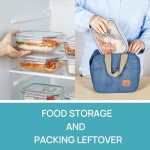 Vtopmart 5 Pack 35oz Glass Food Storage Containers with Lids, Meal Prep Containers, Airtight Reusable Lunch Container Set, Safe for Oven, Microwave, Freezer, and Dishwasher