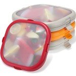 Nuogo 4 Pcs Silicone Fruit Storage Box Anti-oxidation Avocado Saver Storage Tomato Pod Vegetable Saver Reusable for Fridge Garlic Lemons Potatoes(Red, White,Orange,7.9 x 7.9 x 1.4 Inches)