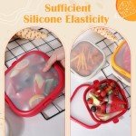 Nuogo 4 Pcs Silicone Fruit Storage Box Anti-oxidation Avocado Saver Storage Tomato Pod Vegetable Saver Reusable for Fridge Garlic Lemons Potatoes(Red, White,Orange,7.9 x 7.9 x 1.4 Inches)