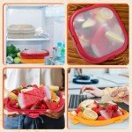 Nuogo 4 Pcs Silicone Fruit Storage Box Anti-oxidation Avocado Saver Storage Tomato Pod Vegetable Saver Reusable for Fridge Garlic Lemons Potatoes(Red, White,Orange,7.9 x 7.9 x 1.4 Inches)