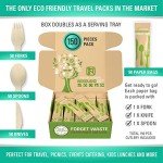Woodland Premium Disposable Wooden Cutlery – Biodegradable Utensils Set of Forks, Spoons, Knives – 50 Wooden Silverware Packs by Nook & Fork