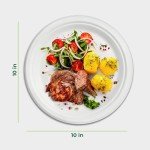 Freshware Paper Plates - Disposable 10" Plate, Biodegradable Sugarcane Fiber Dinner Plates - Heavy Duty Dinnerware for Hot Food - Microwave & Freezer Safe, Stackable Dinnerware - 150-Pack, 10 Inch