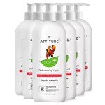 ATTITUDE Dishwashing Liquid, EWG Verified, Vegan Dish Soap, Plant Based, Naturally Derived Products, Pink Grapefruit, 33.8 Fl Oz (Pack of 6)