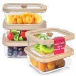 Non-Toxic 2.6 Cup Glass Food Storage Containers with Lids - Soup Containers with Lids, Plastic Free Meal Prep, Airtight Food Container, Microwave and Freezer Safe, 5 Pack - Ziruma