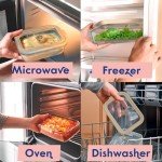 Non-Toxic 2.6 Cup Glass Food Storage Containers with Lids - Soup Containers with Lids, Plastic Free Meal Prep, Airtight Food Container, Microwave and Freezer Safe, 5 Pack - Ziruma