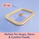 Non-Toxic 2.6 Cup Glass Food Storage Containers with Lids - Soup Containers with Lids, Plastic Free Meal Prep, Airtight Food Container, Microwave and Freezer Safe, 5 Pack - Ziruma
