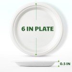 Joyborn 100% Compostable Paper Plates, 6 Inch, 125 Count, Heavy Duty Disposable Plates by Biodegradable Bagasse, Dessert Plates Bulk for Party | Microwave-Safe | Soak-Resistant, Cut Resistant
