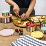 Everusely - Stainless Steel Containers with Lids - Set of 5, Bright Collection - Leakproof Stainless Steel Food Containers - Nesting Snack Holders - Metal Lunch Box - Portable & Reusable Meal Kit