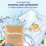 Eco-friendly Laundry Detergent Sheets, Travel Size Liquidless Soap Sheets NeatClear | No Mess & Space-Saving, Great For Travel, Apartments, Dorms | Fresh Linen Scent 32 Laundry Strips (32 Loads)