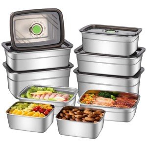 GIUOIDUO 10-Piece Stainless Steel Food Storage Container Set with Airtight Lids - Durable, Eco-Friendly Kitchen Organizers for Freshness & Convenience,Pantry, Dishwasher Safe (Various Sizes)