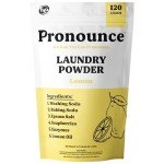 Pronounce Laundry Detergent Powder Alternative | Earth-Derived Ingredients, Eco-Friendly, Safer for Sensitive Skin, Eczema, and Babies. Stain + Smell Fighting. HE Safe (Lemon, 120 Loads).
