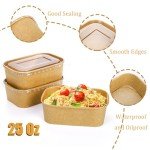 Yesland 50 Pack Compostable Rectangular Kraft Paper Bowls, 25 Oz, Microwave & Freezer Safe, Reusable, Perfect for Take-Out, Office Lunch, Picnic, 6.75 x 4.75 x 2.5 inches