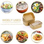 Yesland 50 Pack Compostable Rectangular Kraft Paper Bowls, 25 Oz, Microwave & Freezer Safe, Reusable, Perfect for Take-Out, Office Lunch, Picnic, 6.75 x 4.75 x 2.5 inches