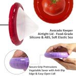4 Pcs Reusable Avocado Onion Lemon Tomatoes Saver Keeper, Silicone Fruit and Vegetable Anti-Oxidation Storage Box Refrigerator, Fruit Veggie Holder Containers for Fridge (Cyan, Purple, Red And Yellow)