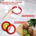 4 Pcs Reusable Avocado Onion Lemon Tomatoes Saver Keeper, Silicone Fruit and Vegetable Anti-Oxidation Storage Box Refrigerator, Fruit Veggie Holder Containers for Fridge (Cyan, Purple, Red And Yellow)