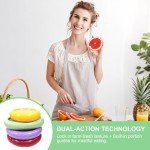 4 Pcs Reusable Avocado Onion Lemon Tomatoes Saver Keeper, Silicone Fruit and Vegetable Anti-Oxidation Storage Box Refrigerator, Fruit Veggie Holder Containers for Fridge (Cyan, Purple, Red And Yellow)