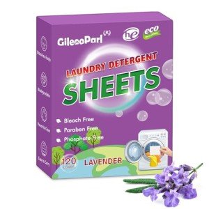 Gileooparl Laundry Detergent Sheets - 120 Loads - Liquidless - Plant Based Formula - Eco Friendly & No Plastic Jug - Hypoallergenic Detergent Strips for Sensitive Skin - Lavender