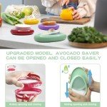 AWLGAK Avocado Saver and Onion Holder -Set of 4 Reusable Fruit and Veggie Savers for Fridge - BPA-Free, Prevent Flavor Mixing, Keep Fresh (Cyan, Purple, Red And Yellow)