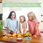 AWLGAK Avocado Saver and Onion Holder -Set of 4 Reusable Fruit and Veggie Savers for Fridge - BPA-Free, Prevent Flavor Mixing, Keep Fresh (Cyan, Purple, Red And Yellow)