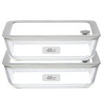 EcoEvo Glass Food Containers with Glass Lid, Microwave Safe Food Storage Container Set, 2 Pack of 48oz, Large Size Meal Prep Storage Set with Airtight Leak Proof Lid.
