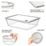 EcoEvo Glass Food Containers with Glass Lid, Microwave Safe Food Storage Container Set, 2 Pack of 48oz, Large Size Meal Prep Storage Set with Airtight Leak Proof Lid.
