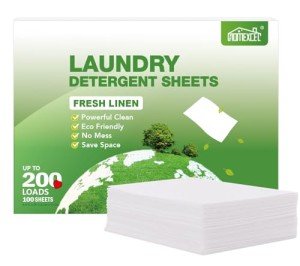 HOMEXCEL Laundry Detergent Sheets Fresh Scent Eco-Friendly, (200 Loads) 100 Washer Sheets, Plastic-Free, Liquid Less Clear Strips for Travel, Home Clothes Washing
