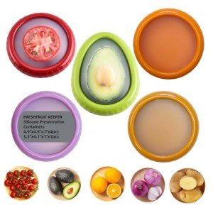 FUTIKOA 5 Pack Avocado Saver and Onion Storage – Reusable Silicone Stretch Pods, Airtight Fresh pods food storage for Fridge,BPA-Free -Ideal for Avocado, Tomato, Lemon, Orange, Onion, Snacks