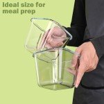 Borosilicate Glass Food Storage Containers 32 oz, 4 Cup Freezer Safe Glass Containers with Lids, Microwave Safe Soup Bowl, Small Square Meal Prep Jar for Salad, Fruit, Lunch, Ice Cream, Travel, 4 Pack