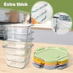 Borosilicate Glass Food Storage Containers 32 oz, 4 Cup Freezer Safe Glass Containers with Lids, Microwave Safe Soup Bowl, Small Square Meal Prep Jar for Salad, Fruit, Lunch, Ice Cream, Travel, 4 Pack