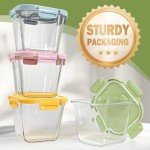 Borosilicate Glass Food Storage Containers 32 oz, 4 Cup Freezer Safe Glass Containers with Lids, Microwave Safe Soup Bowl, Small Square Meal Prep Jar for Salad, Fruit, Lunch, Ice Cream, Travel, 4 Pack
