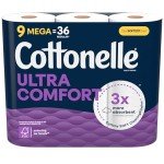 Cottonelle Ultra Comfort Toilet Paper, Strong Toilet Tissue, 9 Mega Rolls