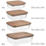 dokaworld Glass Food Storage Containers With Acacia Lids – Glass Meal Prep Containers – Set of 4 Airtight Stackable Food Storage Kitchen Containers – Eco-Friendly Oven Safe Nesting Lunch Containers