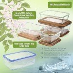 dokaworld Glass Food Storage Containers With Acacia Lids – Glass Meal Prep Containers – Set of 4 Airtight Stackable Food Storage Kitchen Containers – Eco-Friendly Oven Safe Nesting Lunch Containers