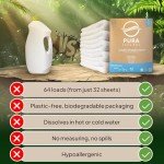 Laundry Detergent Sheets - 32 Sheets (64 Loads) - Travel Friendly - Hypoallergenic - Non Toxic Laundry Detergent - Eco Friendly - Plastic-Free - Tropical Jungle Scent - For Sensitive Skin