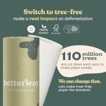 Betterway Bamboo Paper Towels - 6 Rolls, 2 Ply - Plastic Free, Disposable Kitchen Paper Towels - Select Size, Tree Free, Compostable, Strong & Absorbent, No Dyes