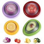 Avocado Saver Onion Storage 4Pcs,Reusable Silicone Fruit Vegetable Containers For Fridge,Anti-oxidation Fresh Stretch Pod Food Box Set for Lemons Tomato Garlic Potatoes Apples,Dishwasher Safe