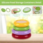 Avocado Saver Onion Storage 4Pcs,Reusable Silicone Fruit Vegetable Containers For Fridge,Anti-oxidation Fresh Stretch Pod Food Box Set for Lemons Tomato Garlic Potatoes Apples,Dishwasher Safe