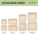 [50 COUNT]Harvest Pack 9 X 6" White Compostable Clamshell Food Containers, To go food container, Heavy-Duty Hinged Container, Disposable Bagasse Eco-Friendly Natural Sugarcane Takeout to go Box